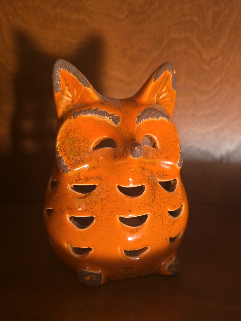 Orange Ceramic Fox Tea Light Holder